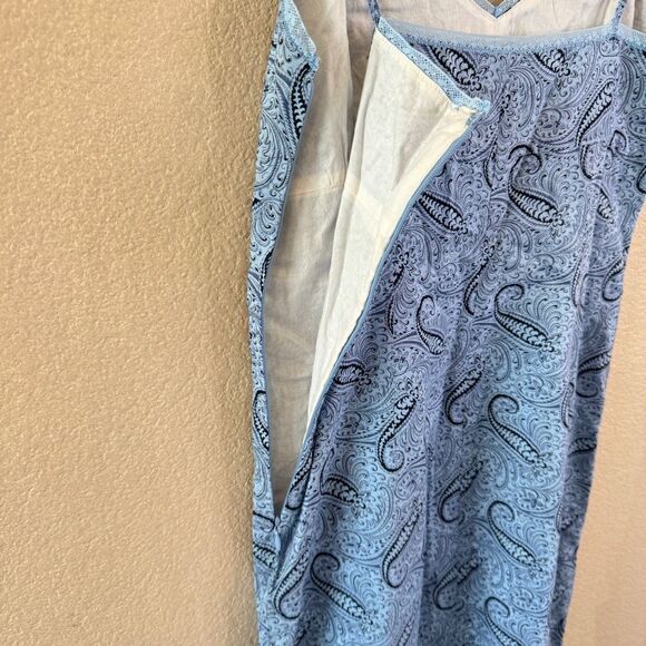Tommy Hilfiger Y2K Slip Midi Dress Womens Size 8 Blue Paisley Empire Waist - Picture 10 of 13